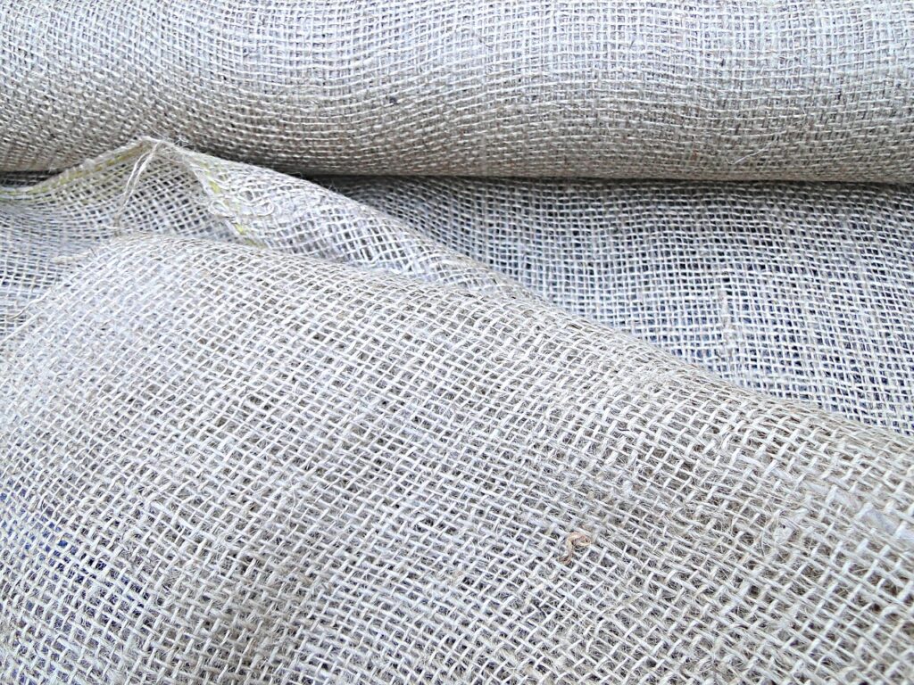 Some burlap cloth. Everything looks grayscale, and slightly ominous.